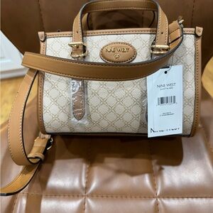 Nine West Tan and Cream Mini Satchel with Removable Strap